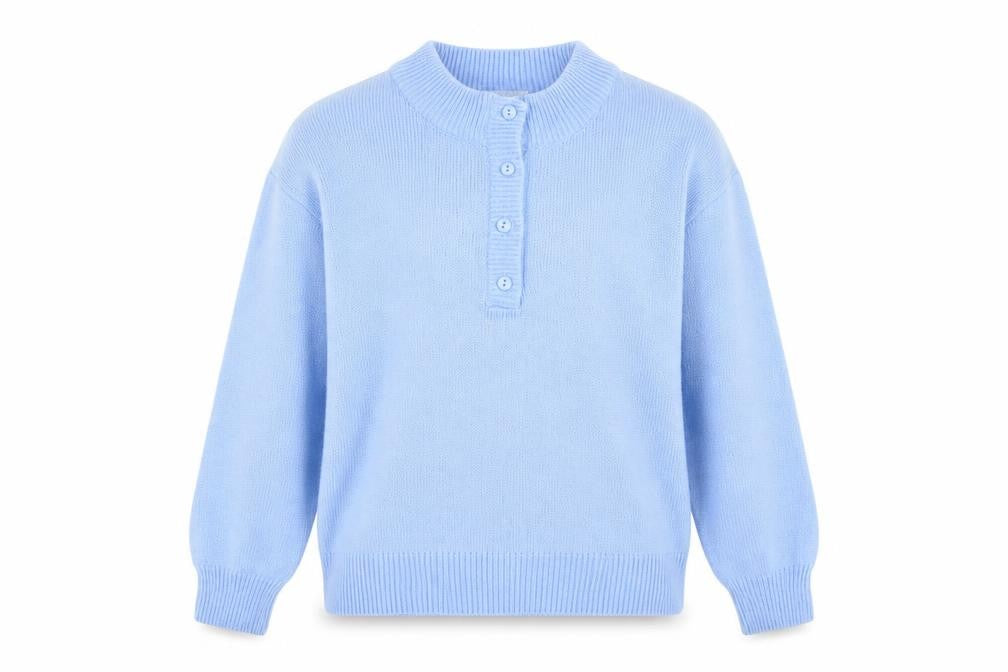 Damart Women Blue Henley Jumper Size 14/16 Acrylic Knit