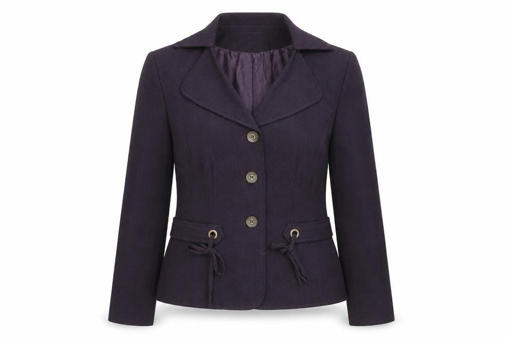 Front view of Isabella women’s purple suit jacket, size UK 8, classic lined blazer