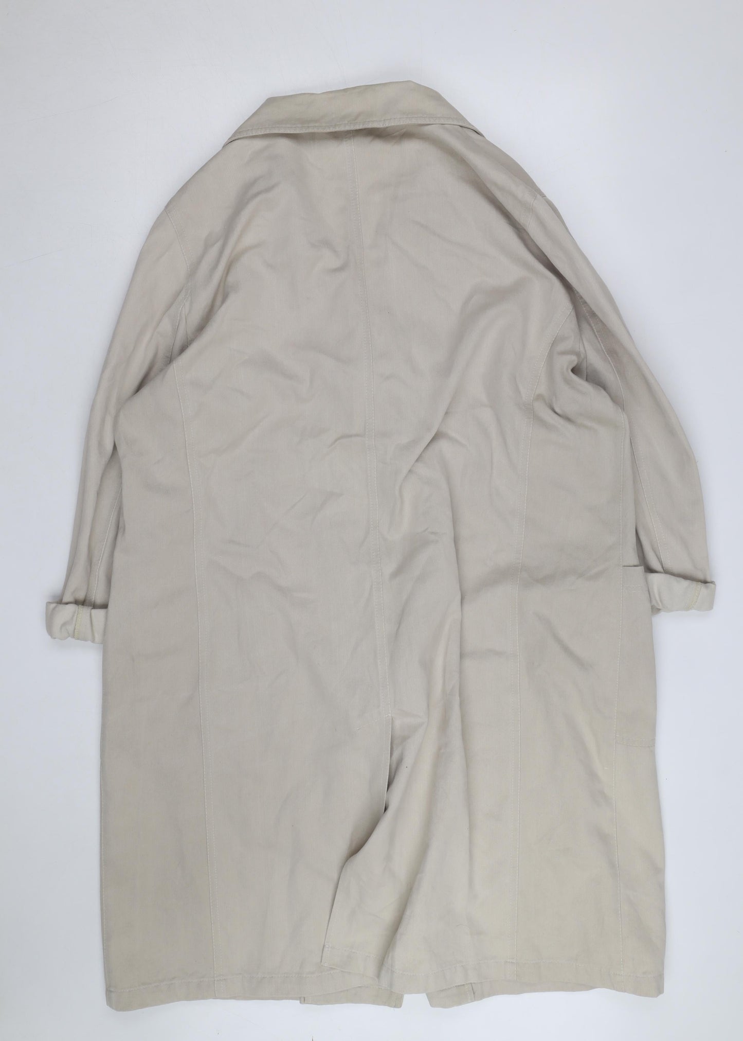 Inchino Women’s Beige Long Trench Coat M Cotton Buttoned