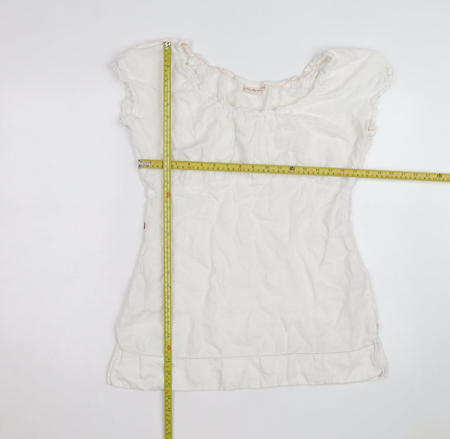 Jackpot Women's White Linen Short Sleeve Shift Dress Size 8