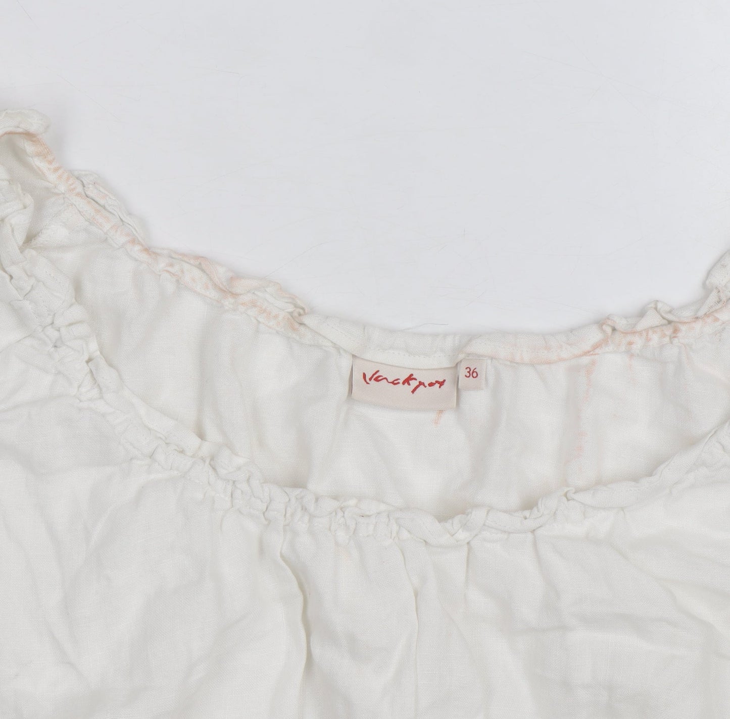 Jackpot Women's White Linen Short Sleeve Shift Dress Size 8
