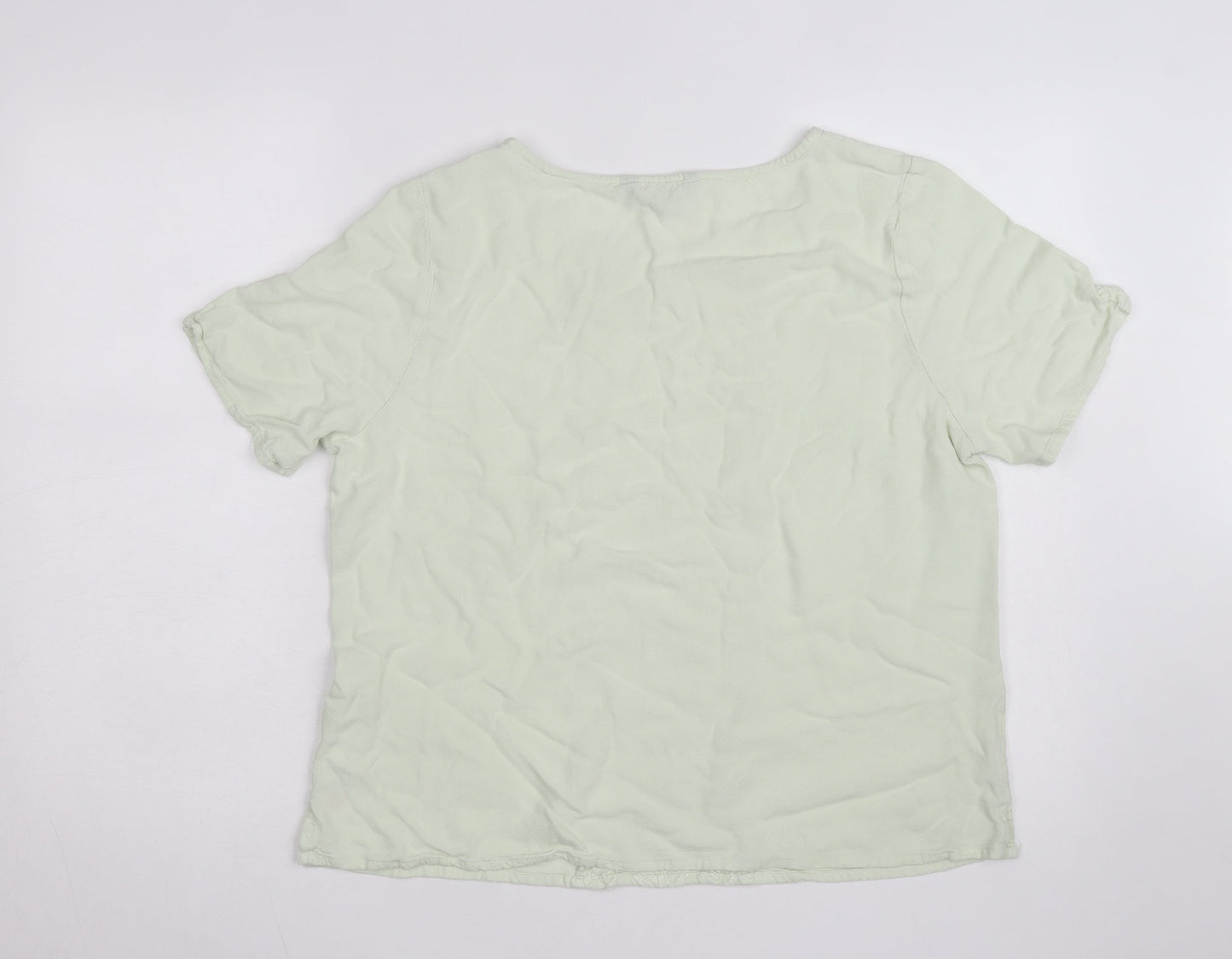 Bonmarché Women’s Green Short Sleeve Embroidered Woven Blouse Size 16