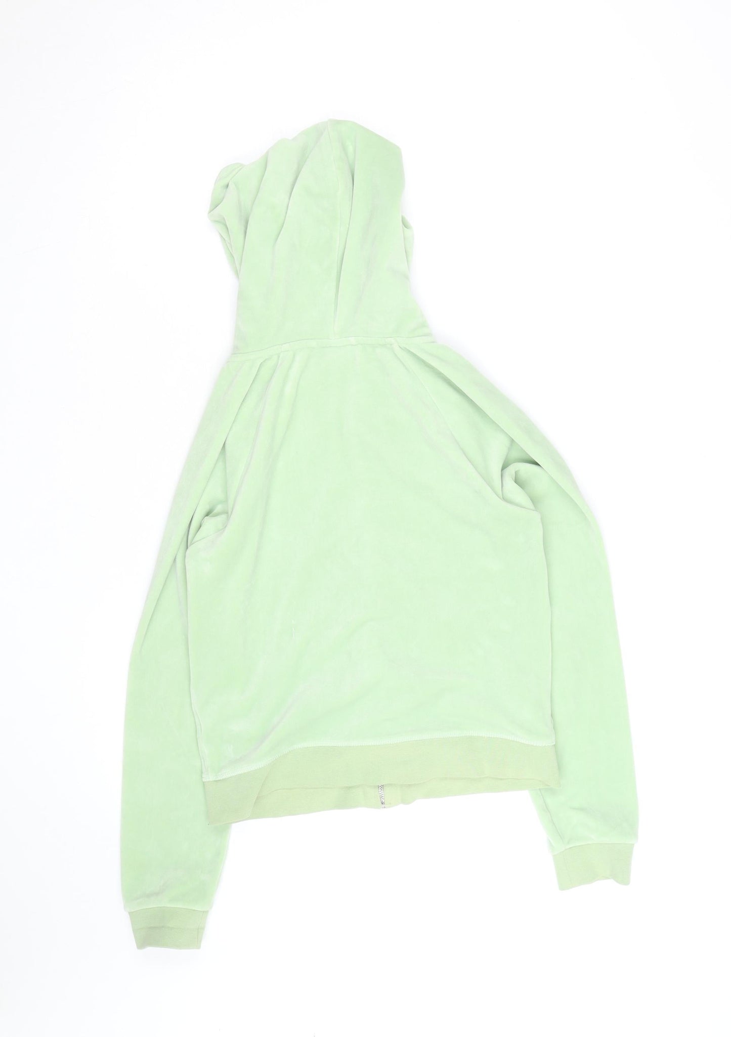 Juicy Couture Womens Green Velour Full Zip Hoodie S Rhinestone Logo