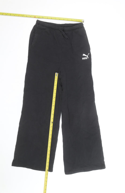 Puma Boys Black Sweatpants 8 Years Regular Fit Fleece Activewear Trousers