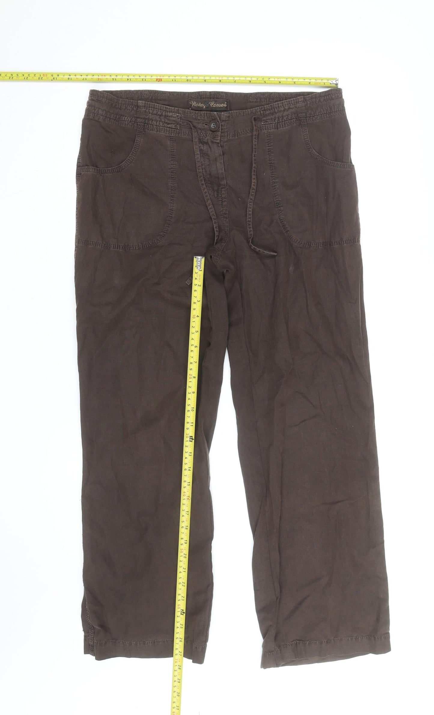 Watery Casual Women’s Brown Cargo Trousers Size 16 Cotton Straight Leg