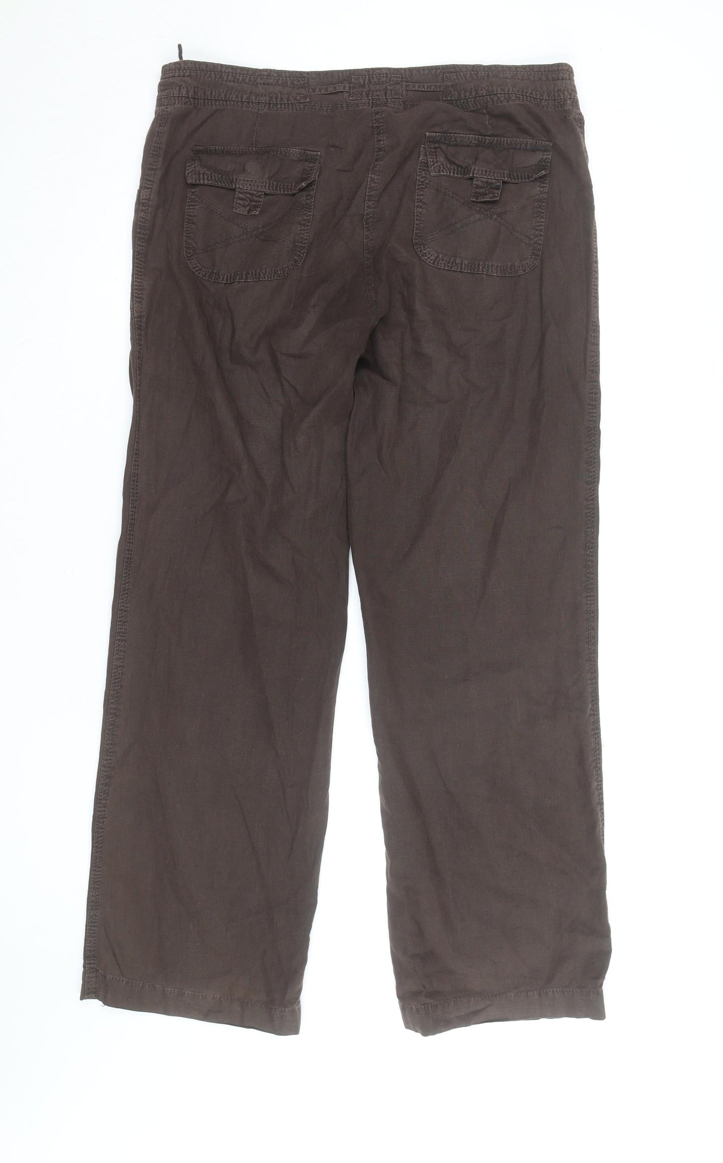 Watery Casual Women’s Brown Cargo Trousers Size 16 Cotton Straight Leg