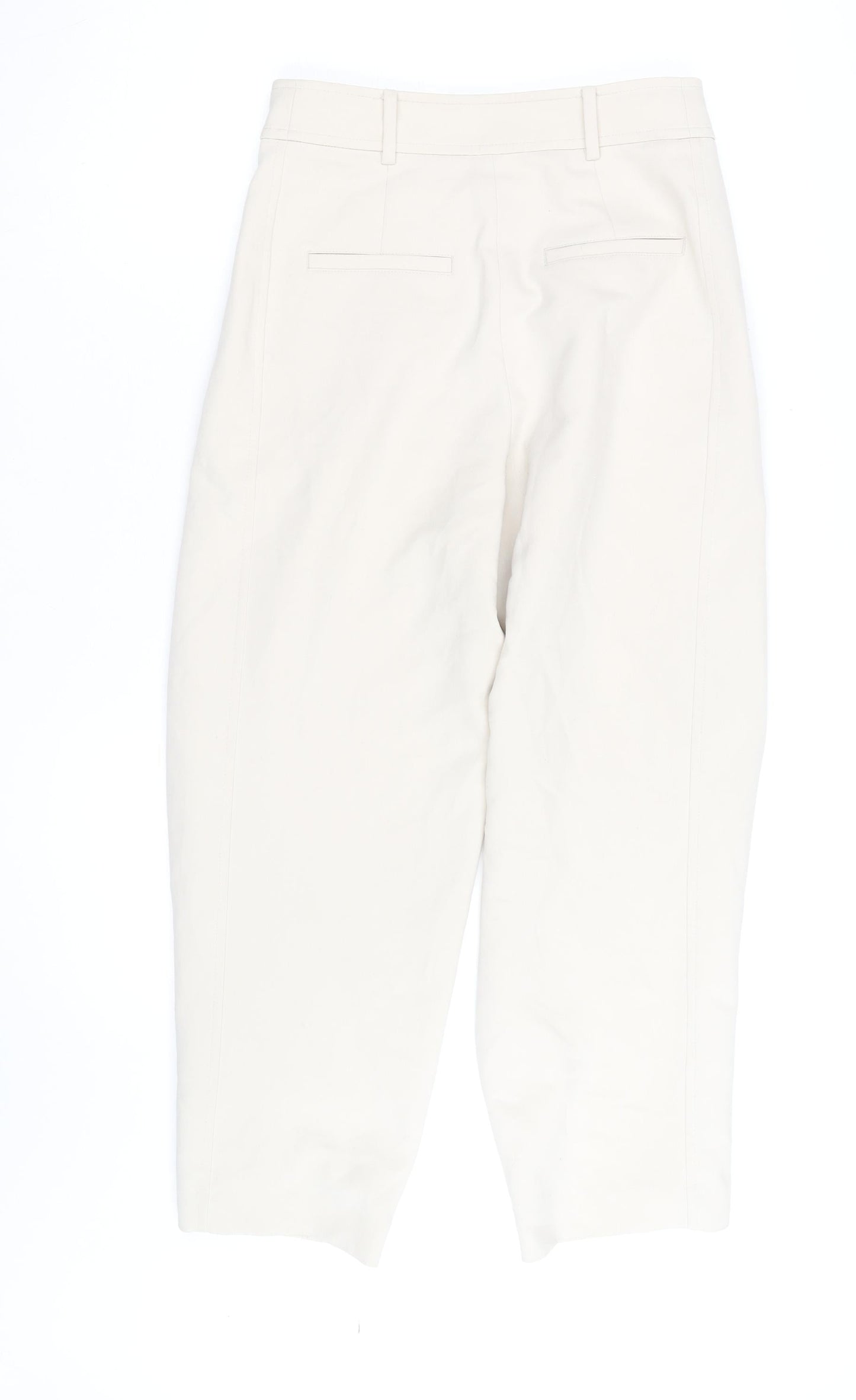 Zara Men's Ivory Cropped Pleated Tapered Trousers Size S