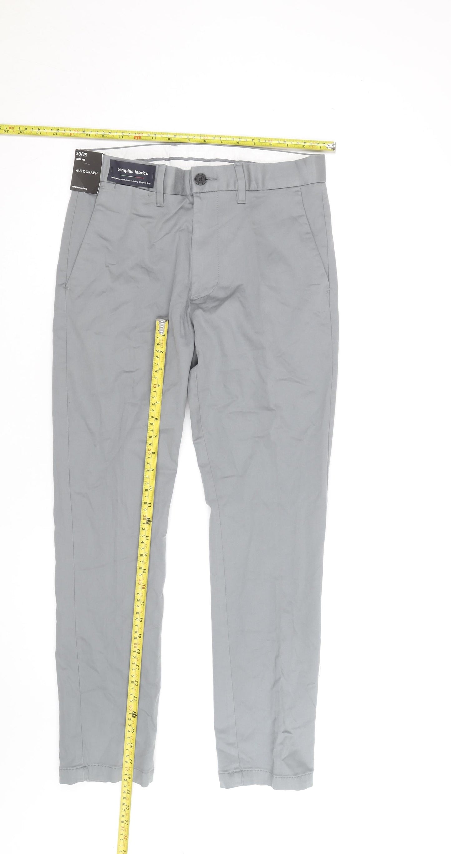 Marks and Spencer Autograph Men’s Grey Slim Fit Chino Trousers 30/29