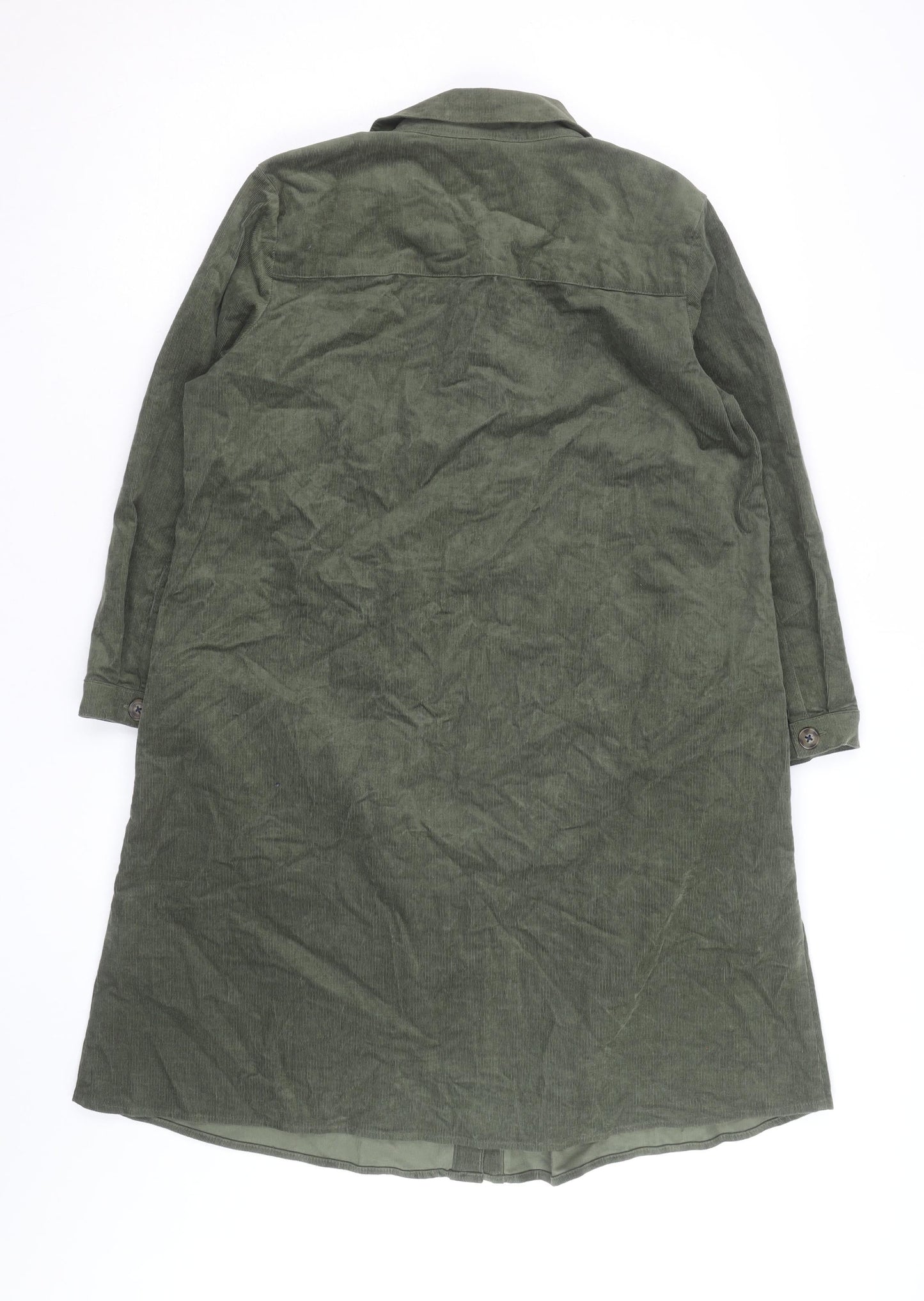 Joules Women Green Corduroy Shirt Dress Size 12 Long Sleeve Casual