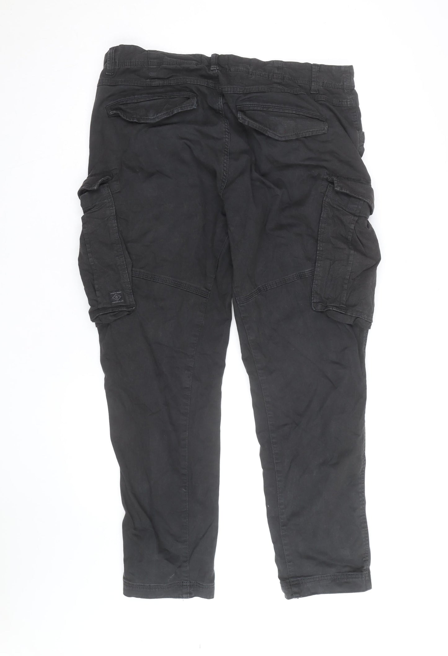 NEXT Men's Black 36 in Cargo Trousers Slim Fit Cotton