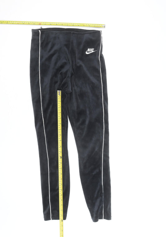 Nike Womens Black Velour Side Stripe Leggings S