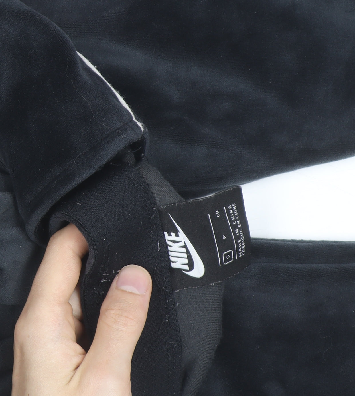 Nike Womens Black Velour Side Stripe Leggings S