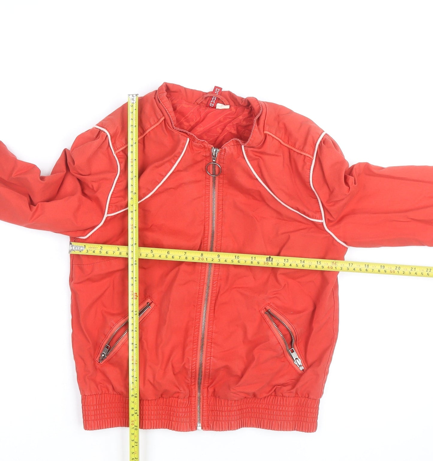 Esprit Women's Red Bomber Jacket Size 10 Lightweight Zip Up