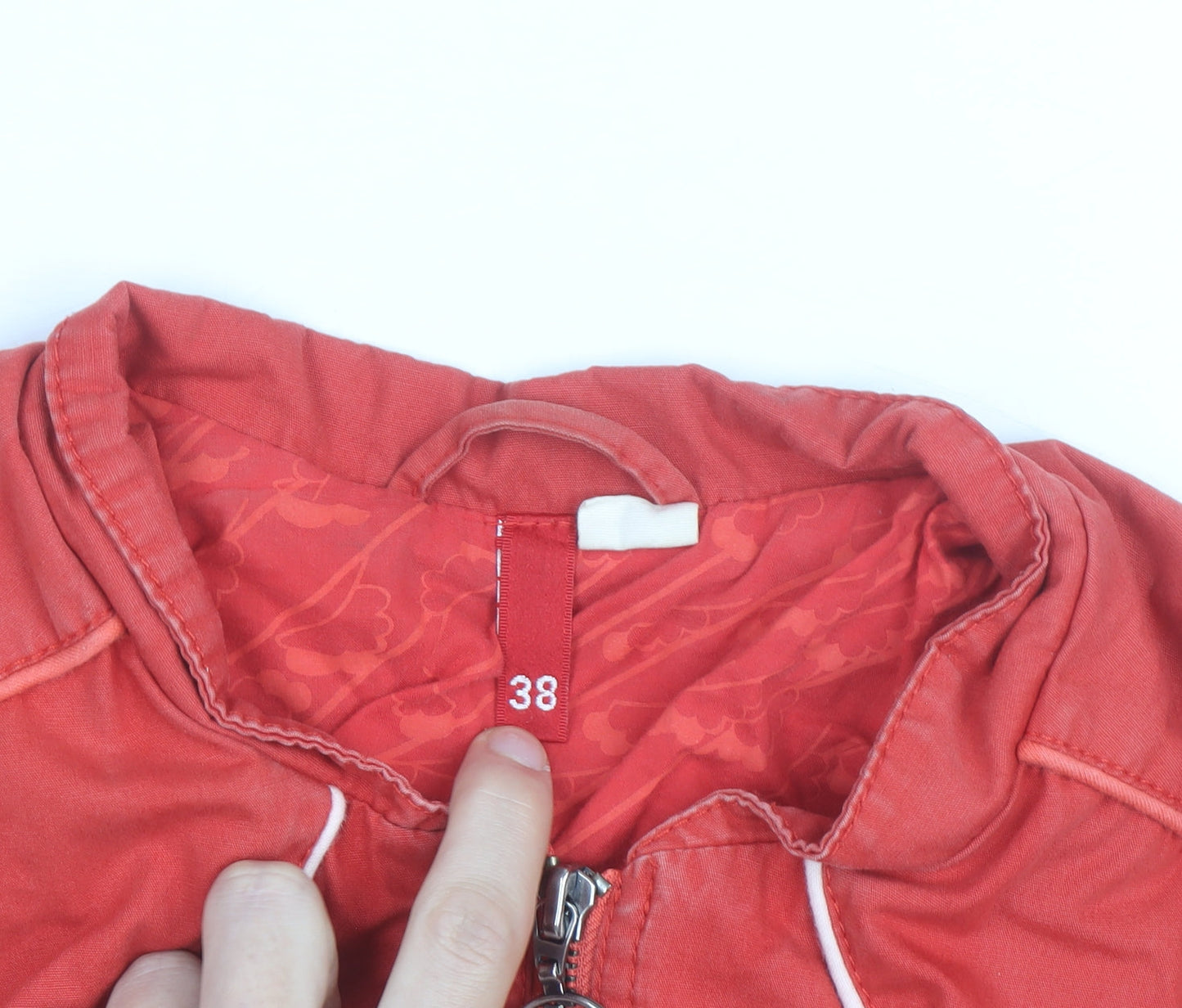 Esprit Women's Red Bomber Jacket Size 10 Lightweight Zip Up