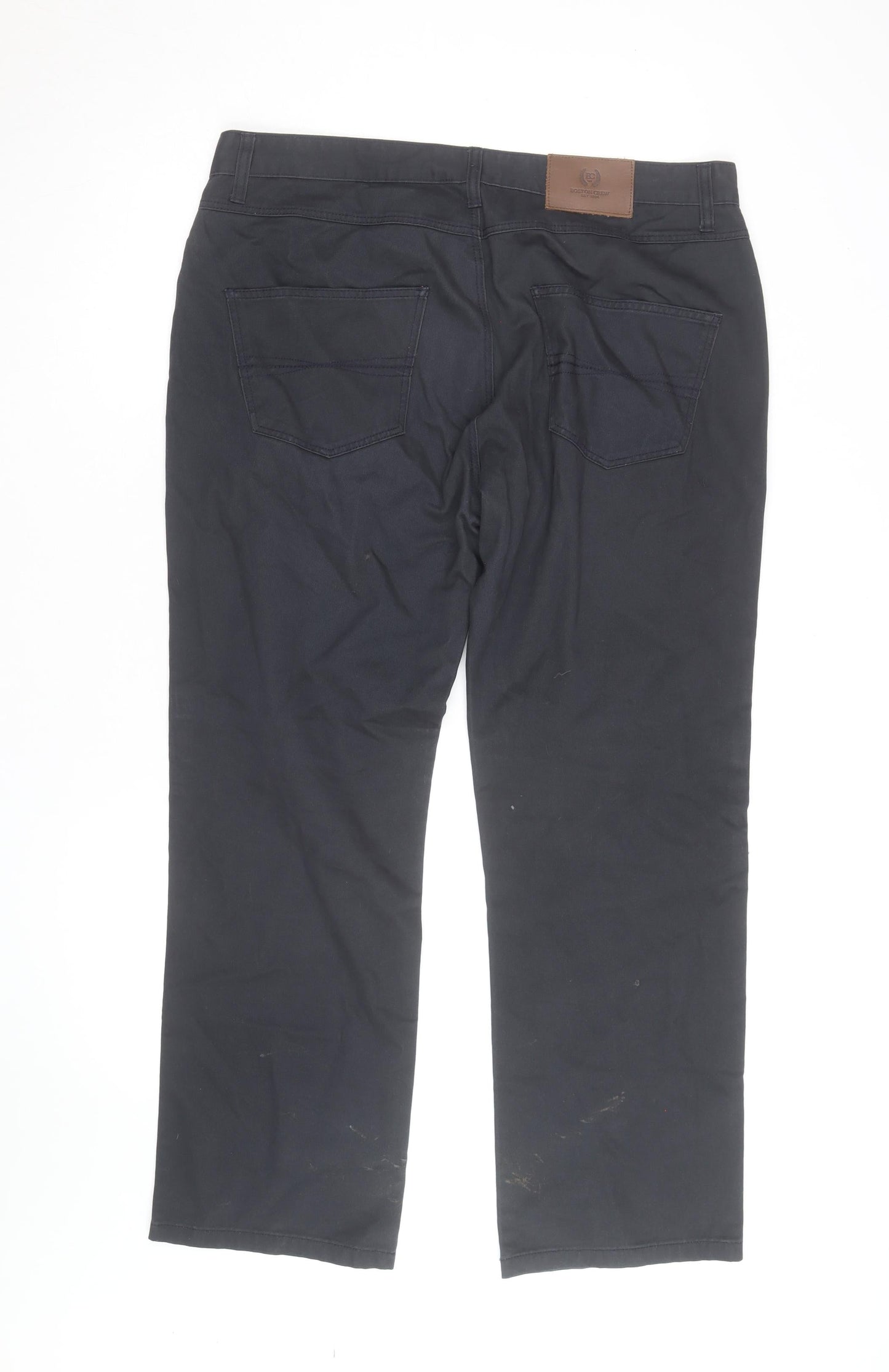 Boston Crew Men's Black Chino Trousers 36W 29S Regular Fit Cotton