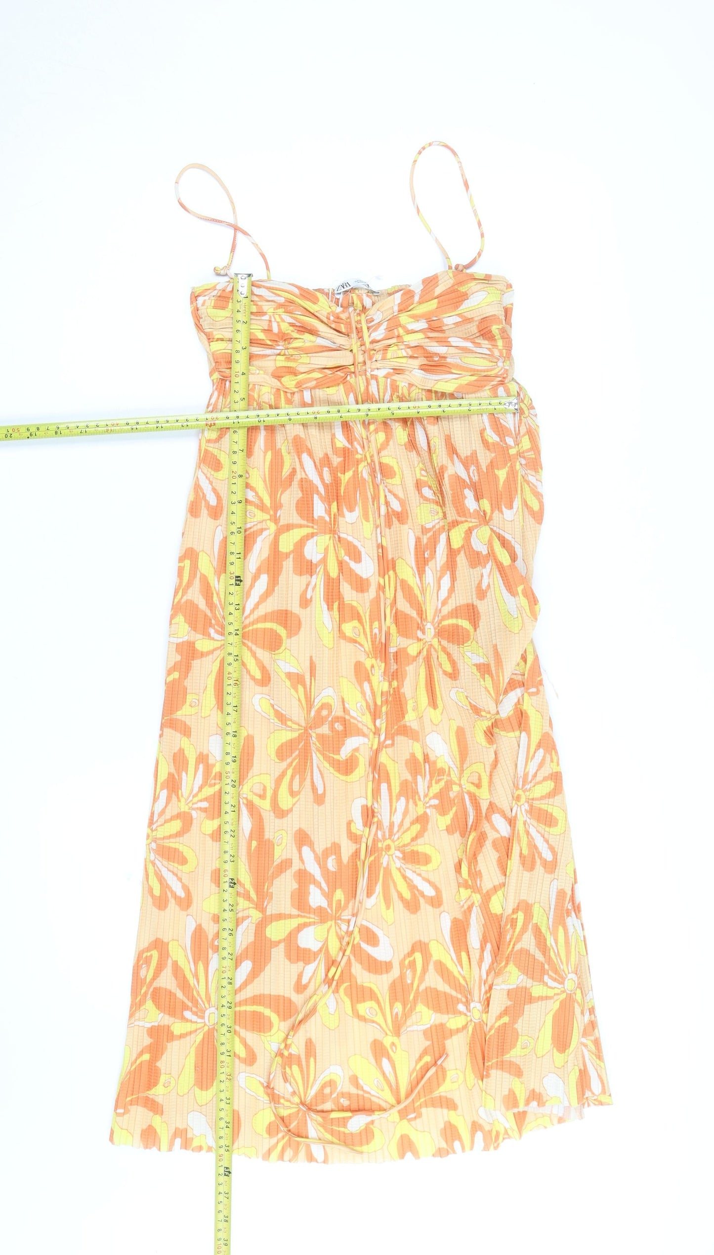 Zara Women Orange Floral Slip Dress Size 10 Summer Lightweight