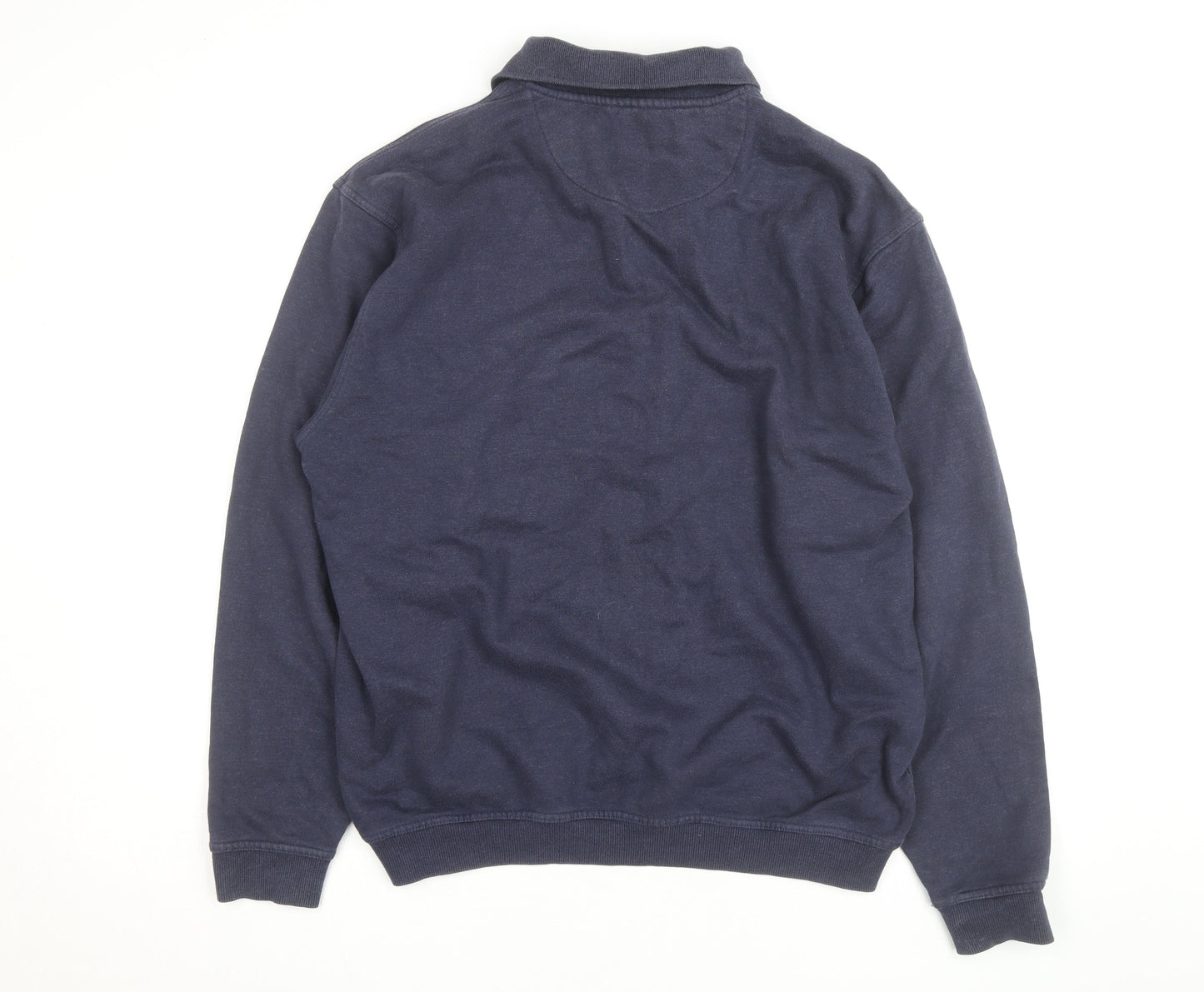 EWM Men's Navy Cotton Acrylic Long Sleeve Henley Jumper M