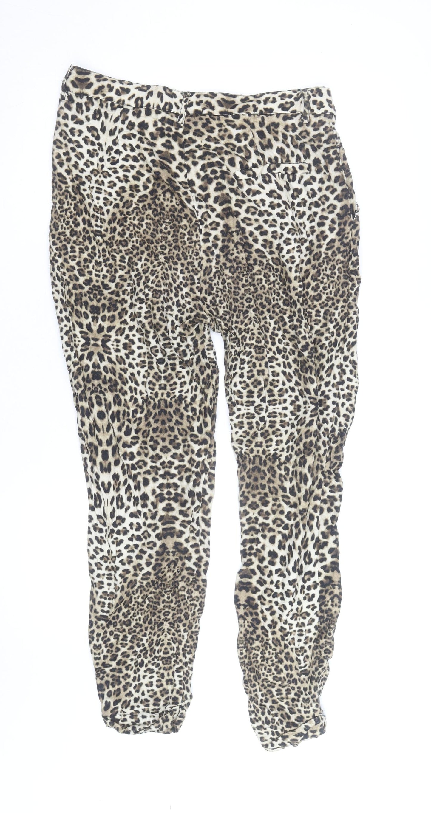 River Island Women's Brown Animal Print Tapered Trousers Size 16