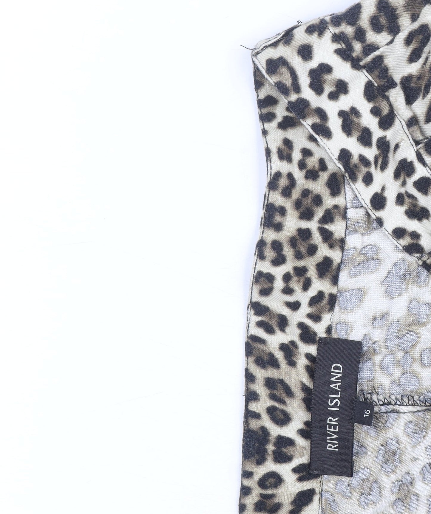 River Island Women's Brown Animal Print Tapered Trousers Size 16