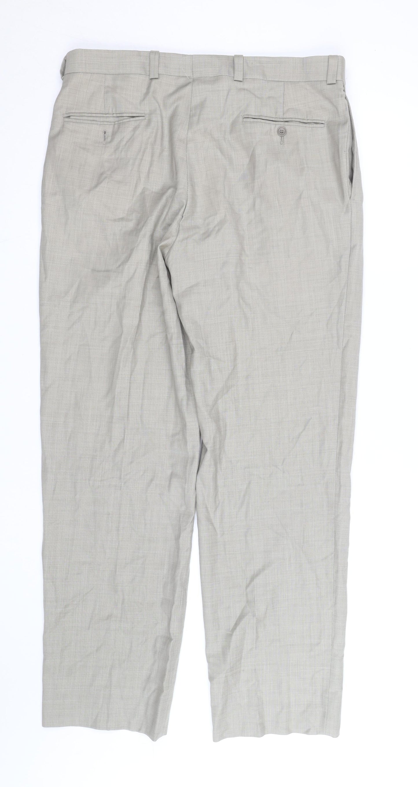 Calvin Klein Men's Beige Wool Blend Regular Fit Dress Pants 34W 32L