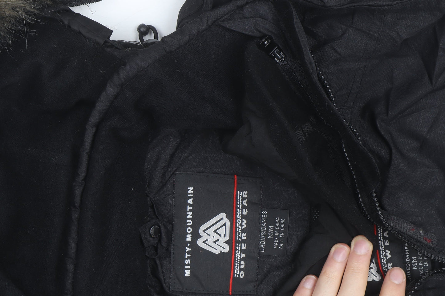 Misty Mountain Womens Black Hooded Parka Jacket Size M Waterproof Winter Coat