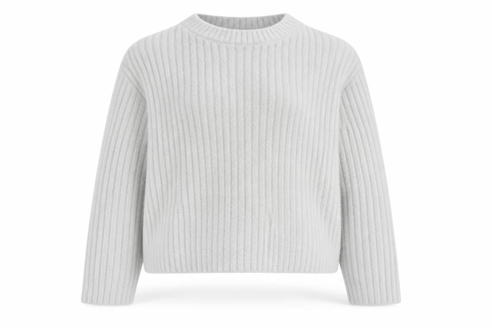 New Look Women's Grey Rib-Knit Pullover Jumper Size 10