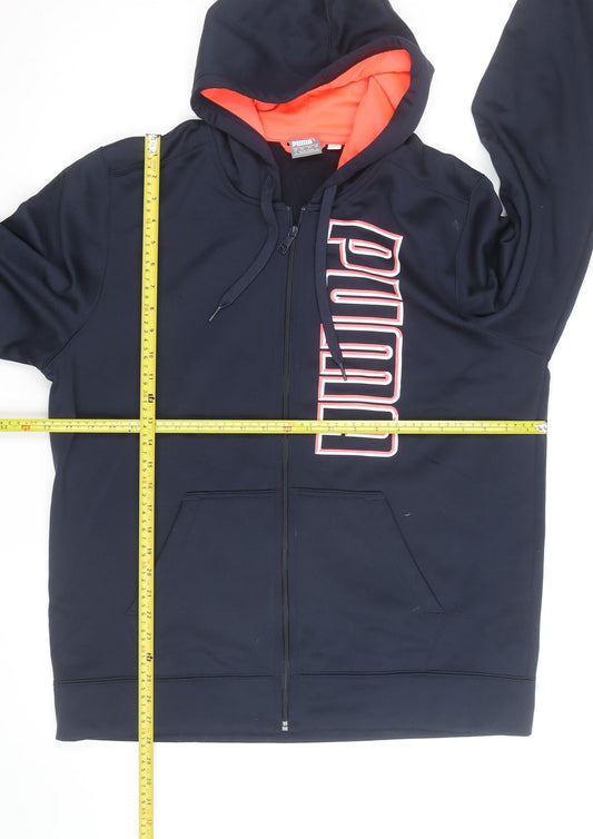 Puma Mens Blue Full Zip Hoodie Size L Sports Fleece Sweatshirt