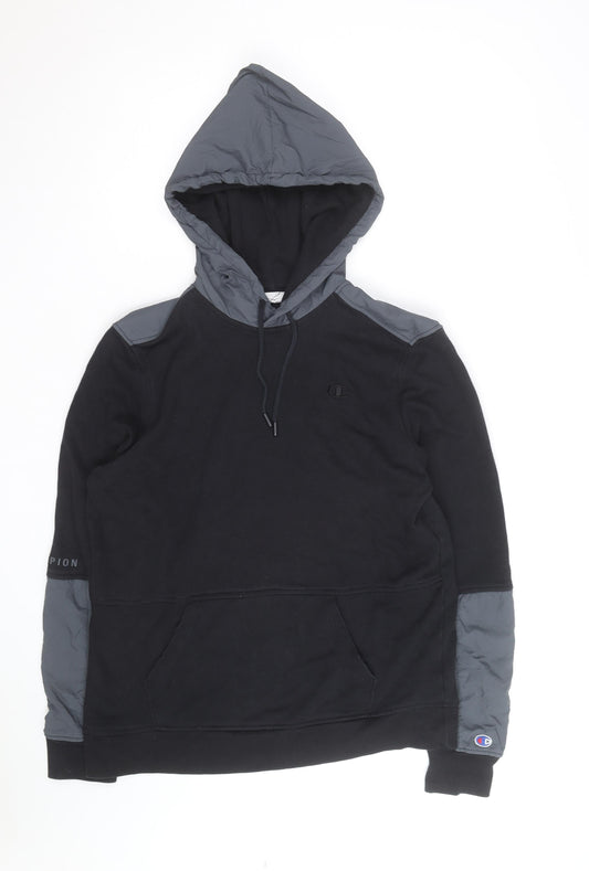 Champion Men’s Black Pullover Hoodie L Fleece Hooded Sweatshirt