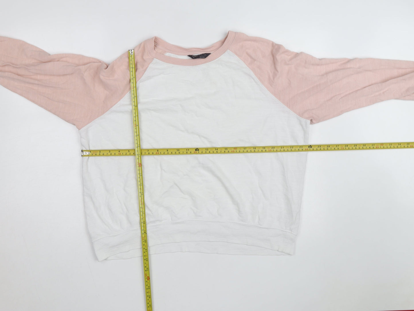 Marks and Spencer Women’s Pink & White Raglan Cotton Jumper Size 16
