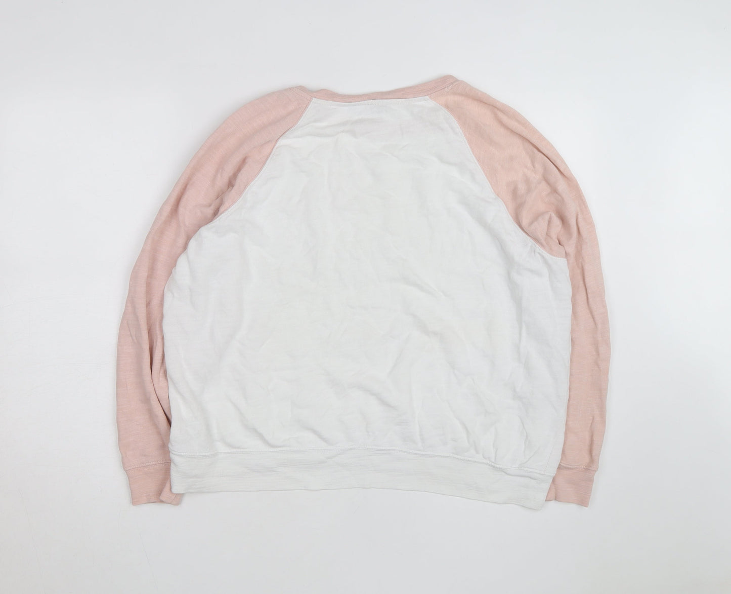 Marks and Spencer Women’s Pink & White Raglan Cotton Jumper Size 16