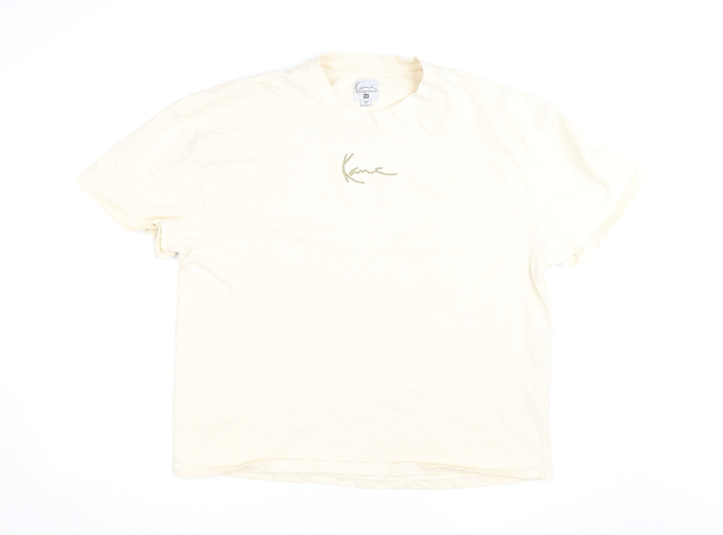 Karl Kani Men’s Beige Embroidered Logo Crew Neck Cotton T-Shirt M