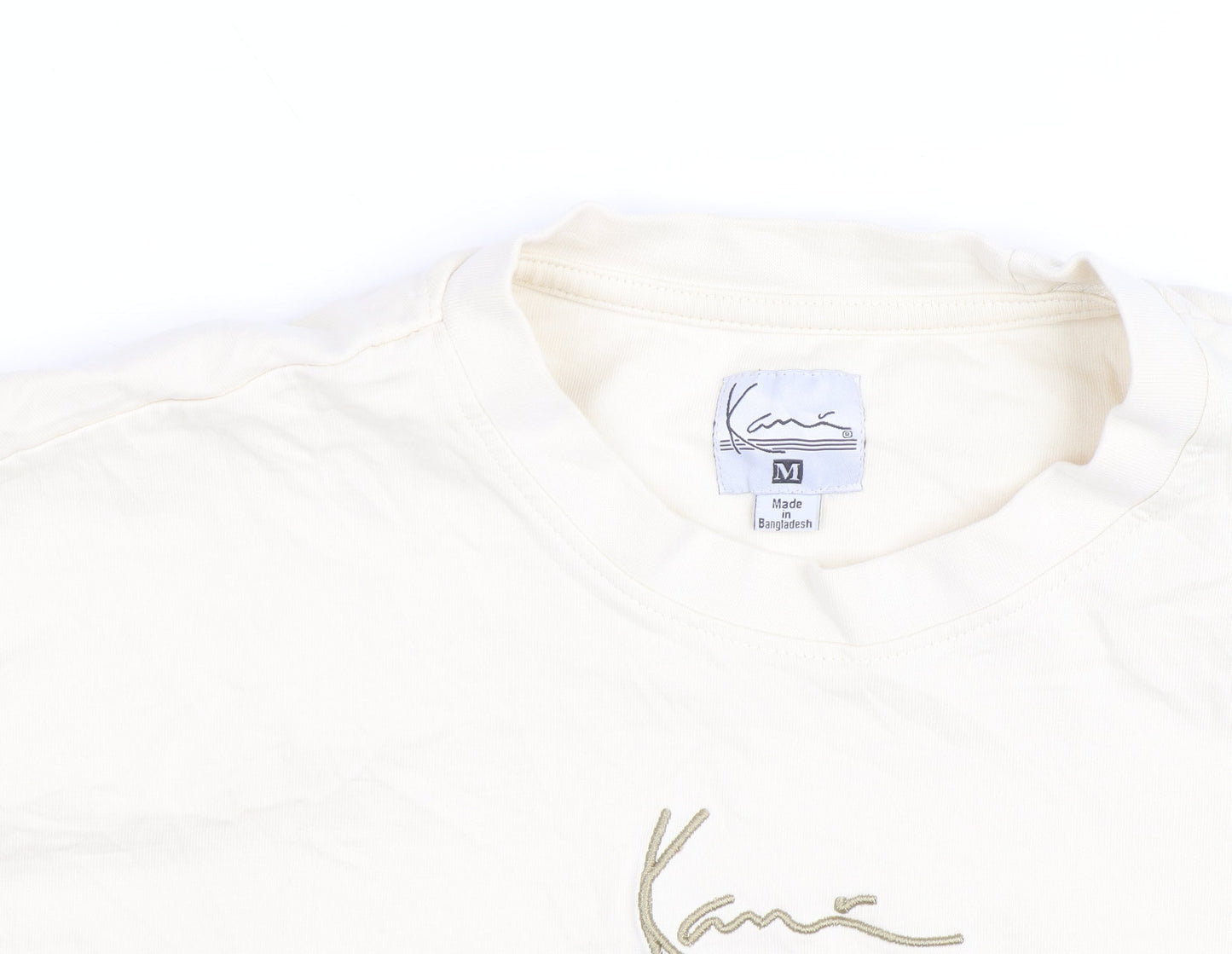 Karl Kani Men’s Beige Embroidered Logo Crew Neck Cotton T-Shirt M