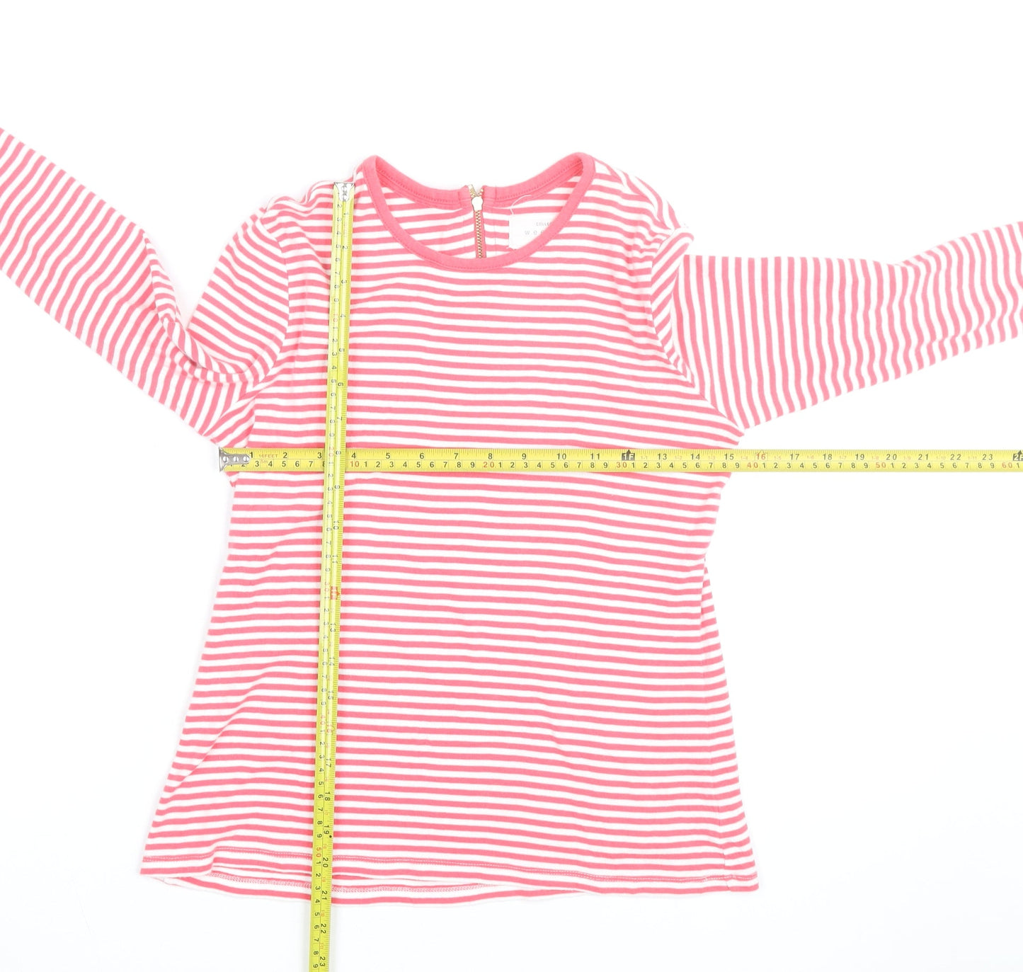 John Lewis Women’s Pink White Striped Cotton Long Sleeve T-Shirt Size 10