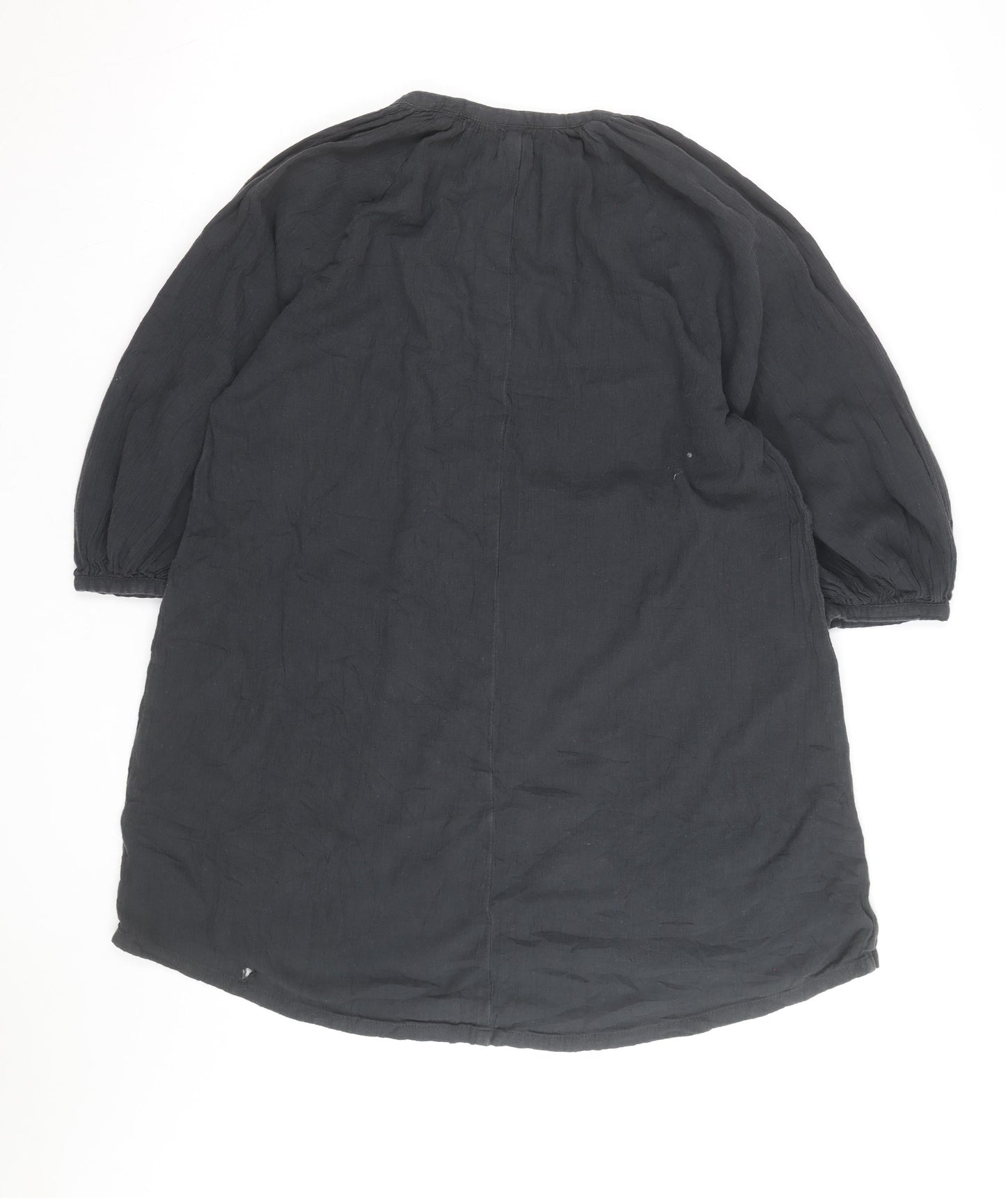 H&M Women’s Black Linen Tunic Blouse Size S 3/4 Sleeve V-Neck