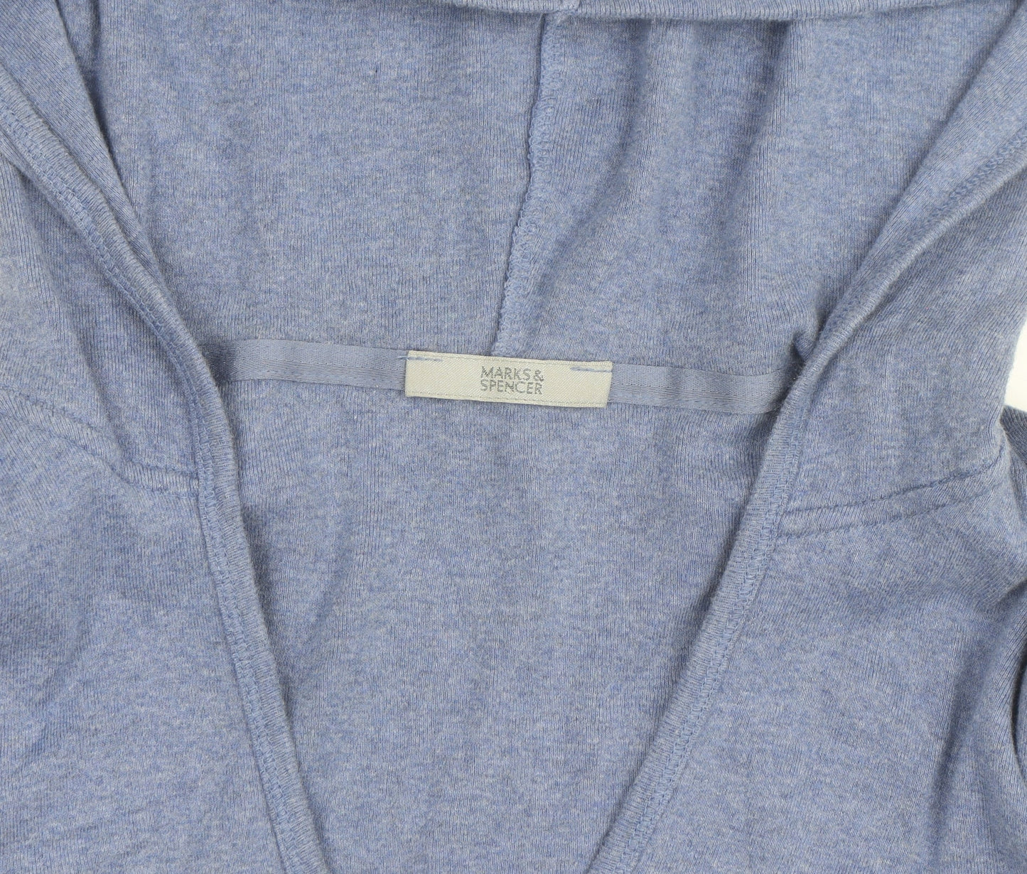 Marks and Spencer Women Blue Size 16 V-Neck Pullover Hoodie 100% Cotton