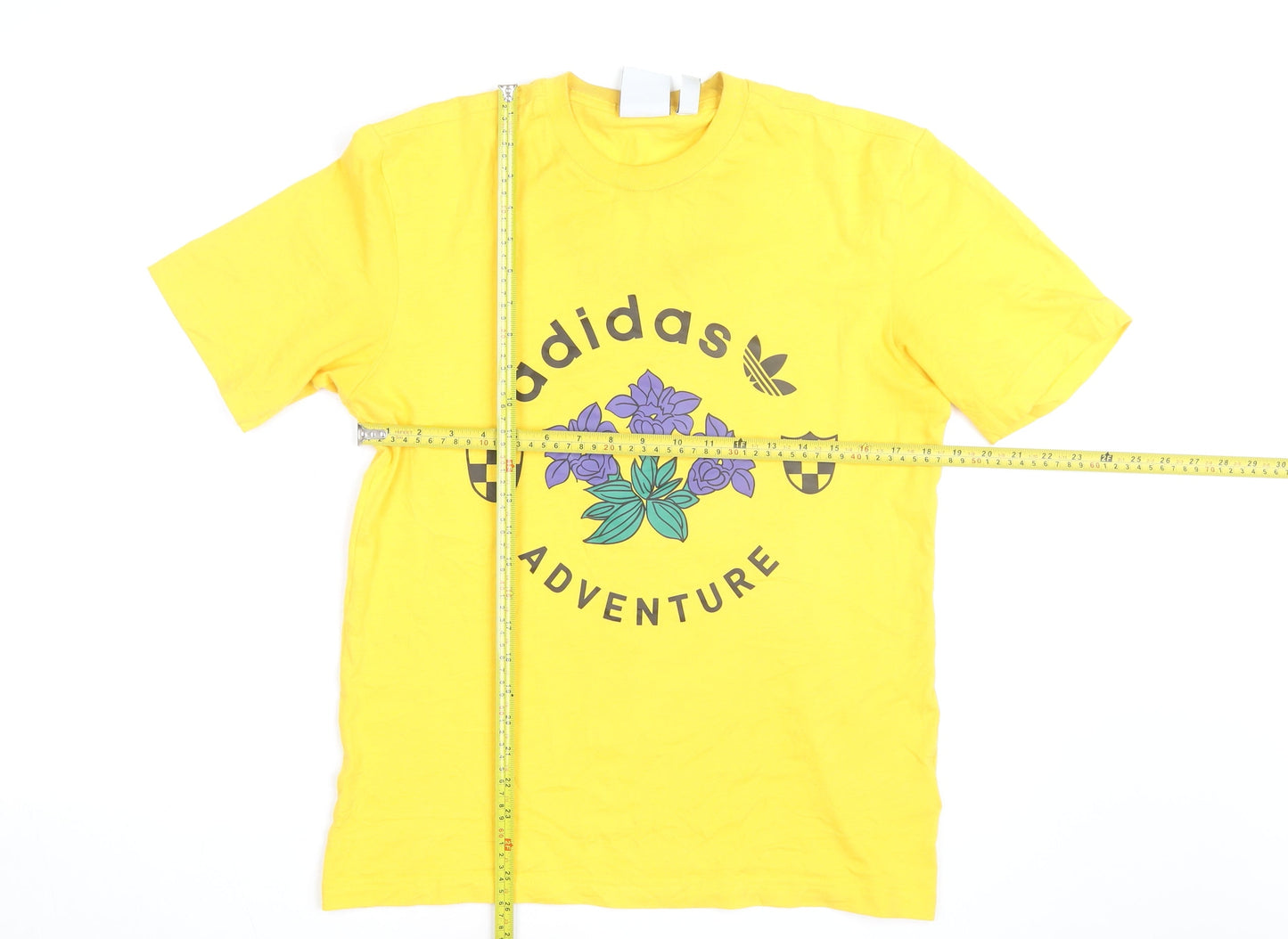Adidas Mens Yellow Adventure Graphic Cotton T-Shirt XS