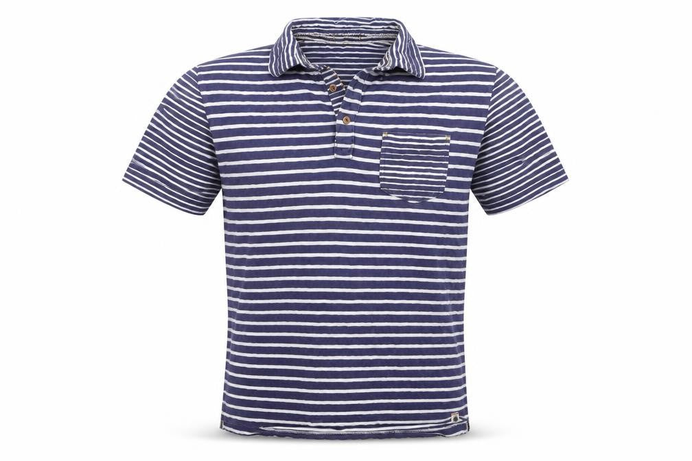 White Stuff Blue Striped Cotton Polo Shirt Men's S