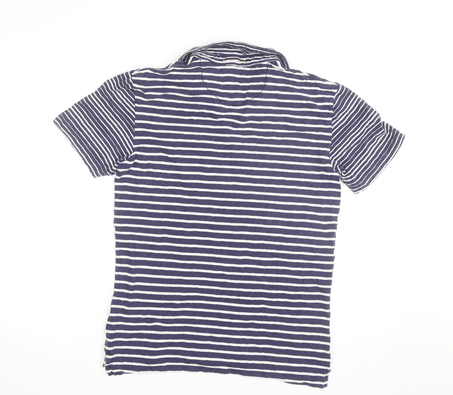 White Stuff Blue Striped Cotton Polo Shirt Men's S