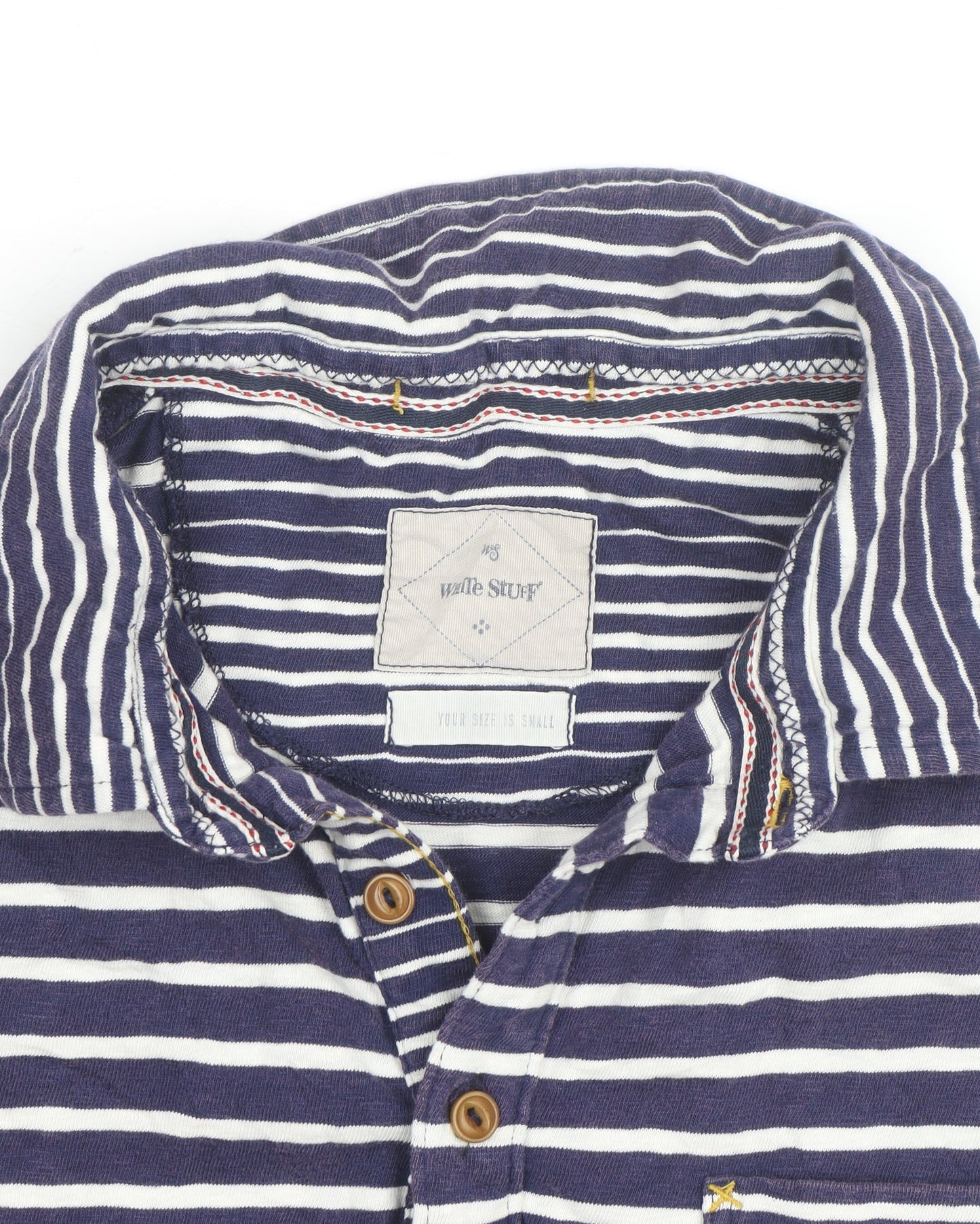 White Stuff Blue Striped Cotton Polo Shirt Men's S