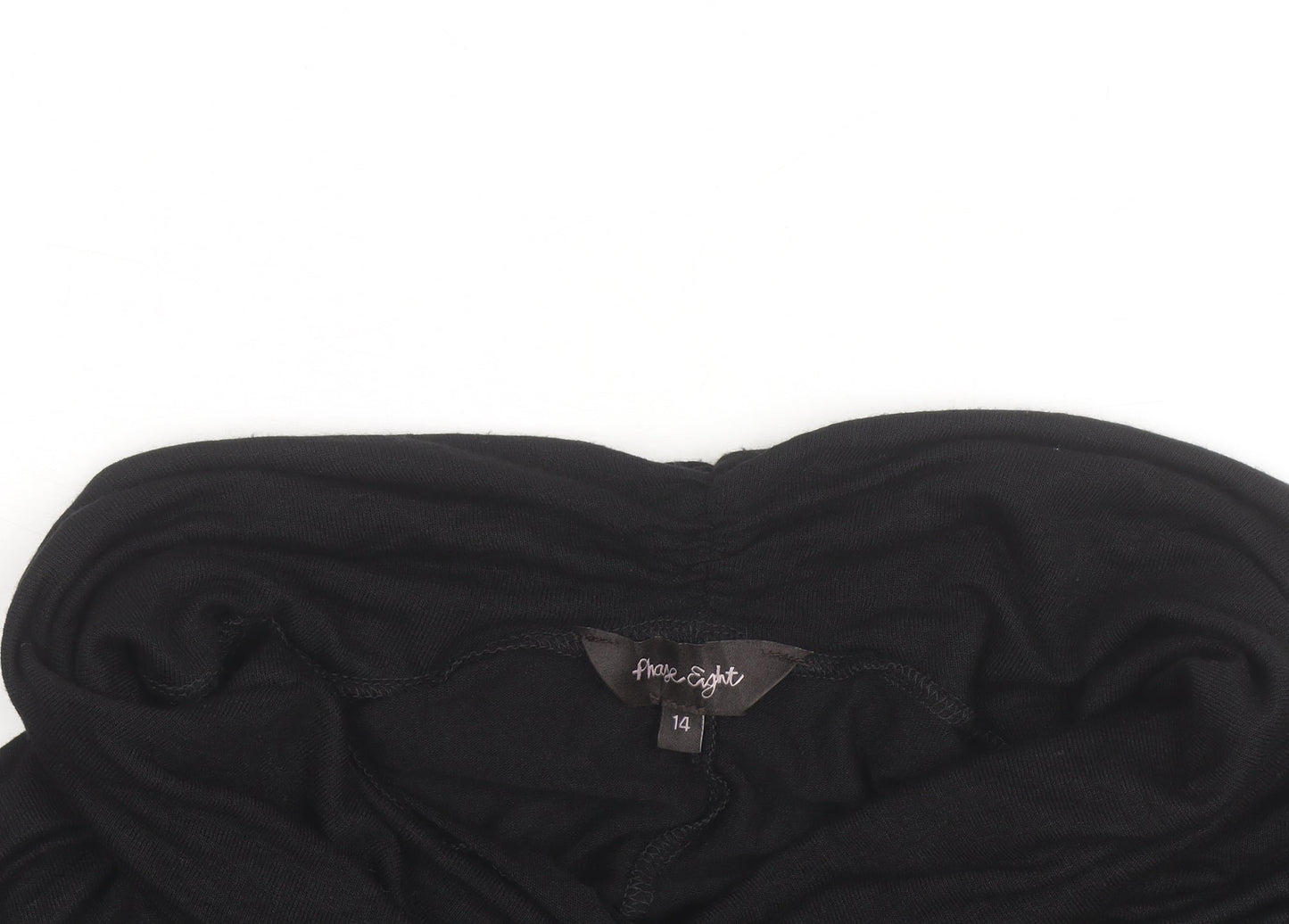 Phase Eight Black Viscose Tunic Top Womens Size 14 Cowl Neck Long Sleeve