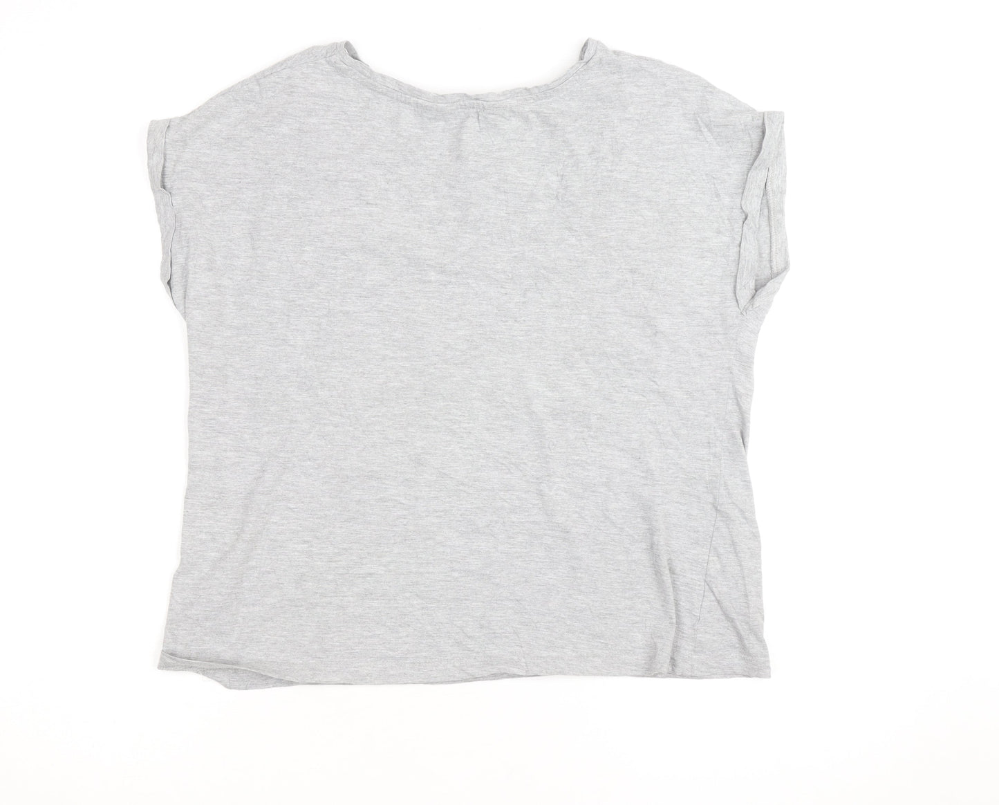 Dorothy Perkins Women's Grey Floral Embroidered T-Shirt Size 14
