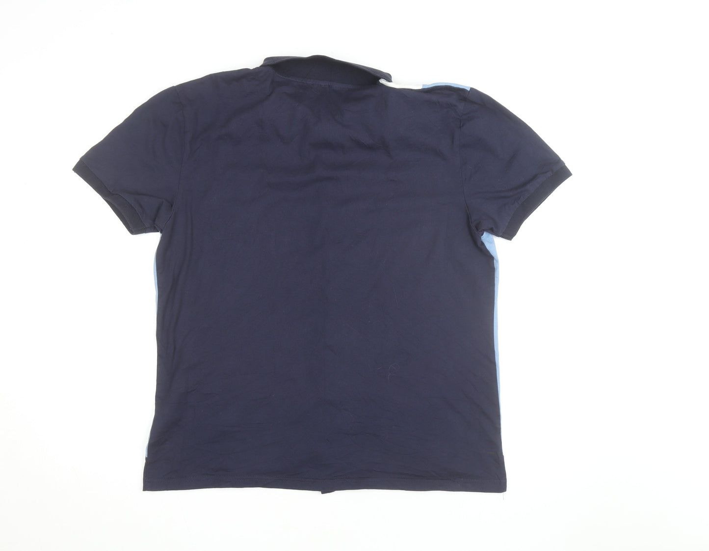 Gabicci Men's Blue & White Colourblock Cotton Polo Shirt Size L