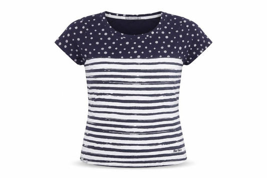 Peter Storm Women's Blue Striped Cotton Crew Neck T-Shirt Size 16