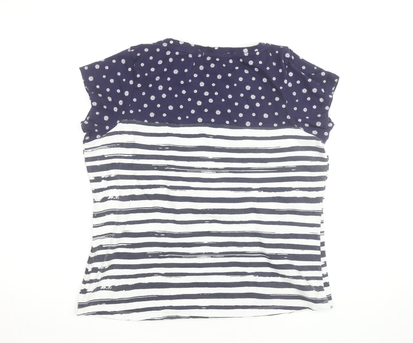 Peter Storm Women's Blue Striped Cotton Crew Neck T-Shirt Size 16