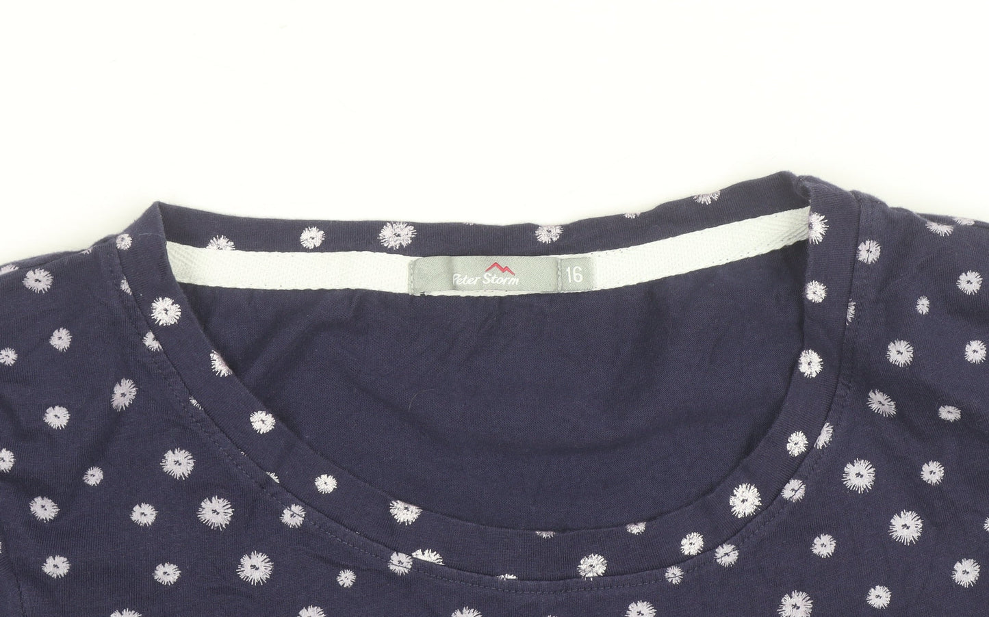 Peter Storm Women's Blue Striped Cotton Crew Neck T-Shirt Size 16