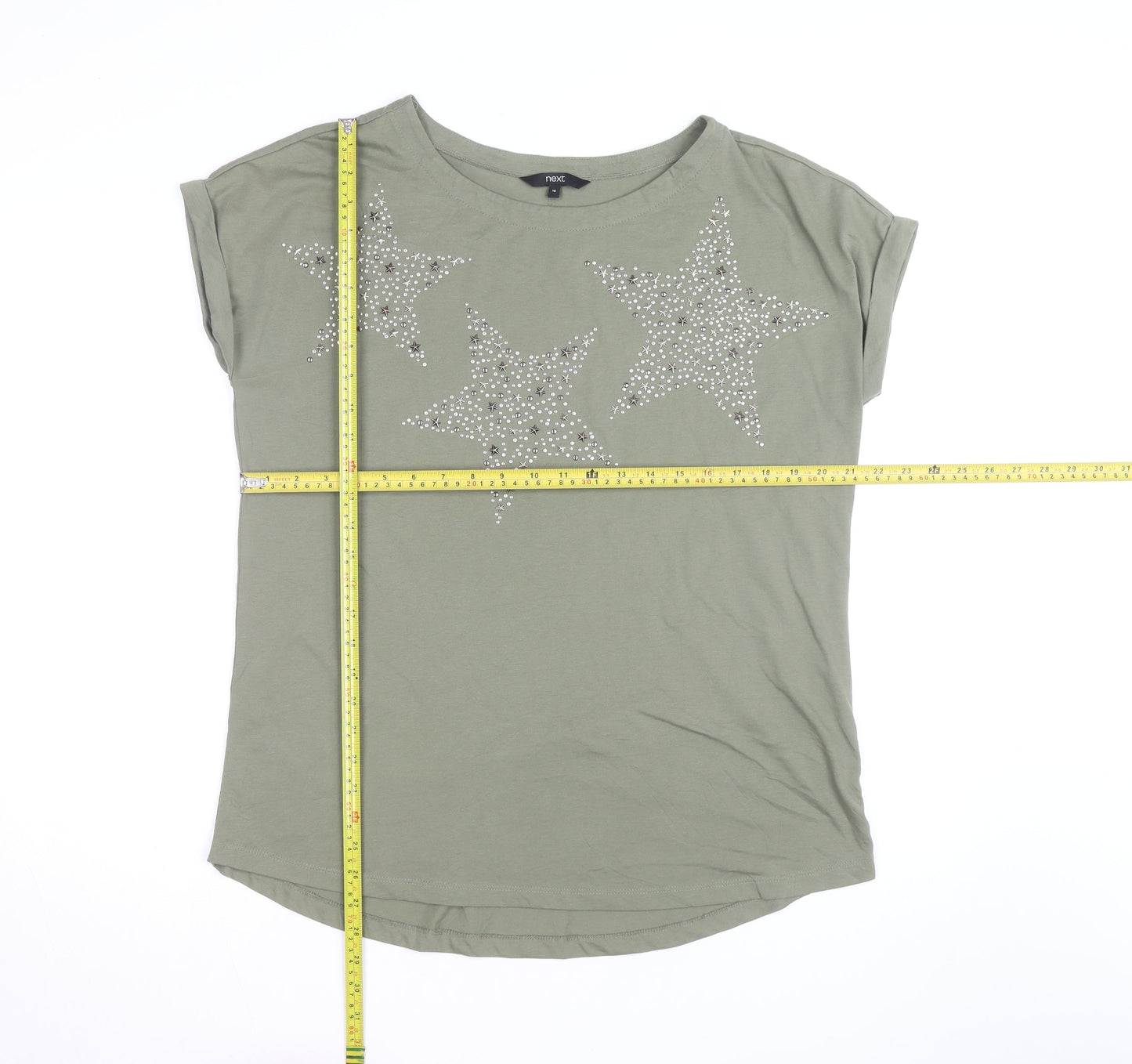 Next Women’s Green Star Studded T-Shirt Size 16 Short Sleeve