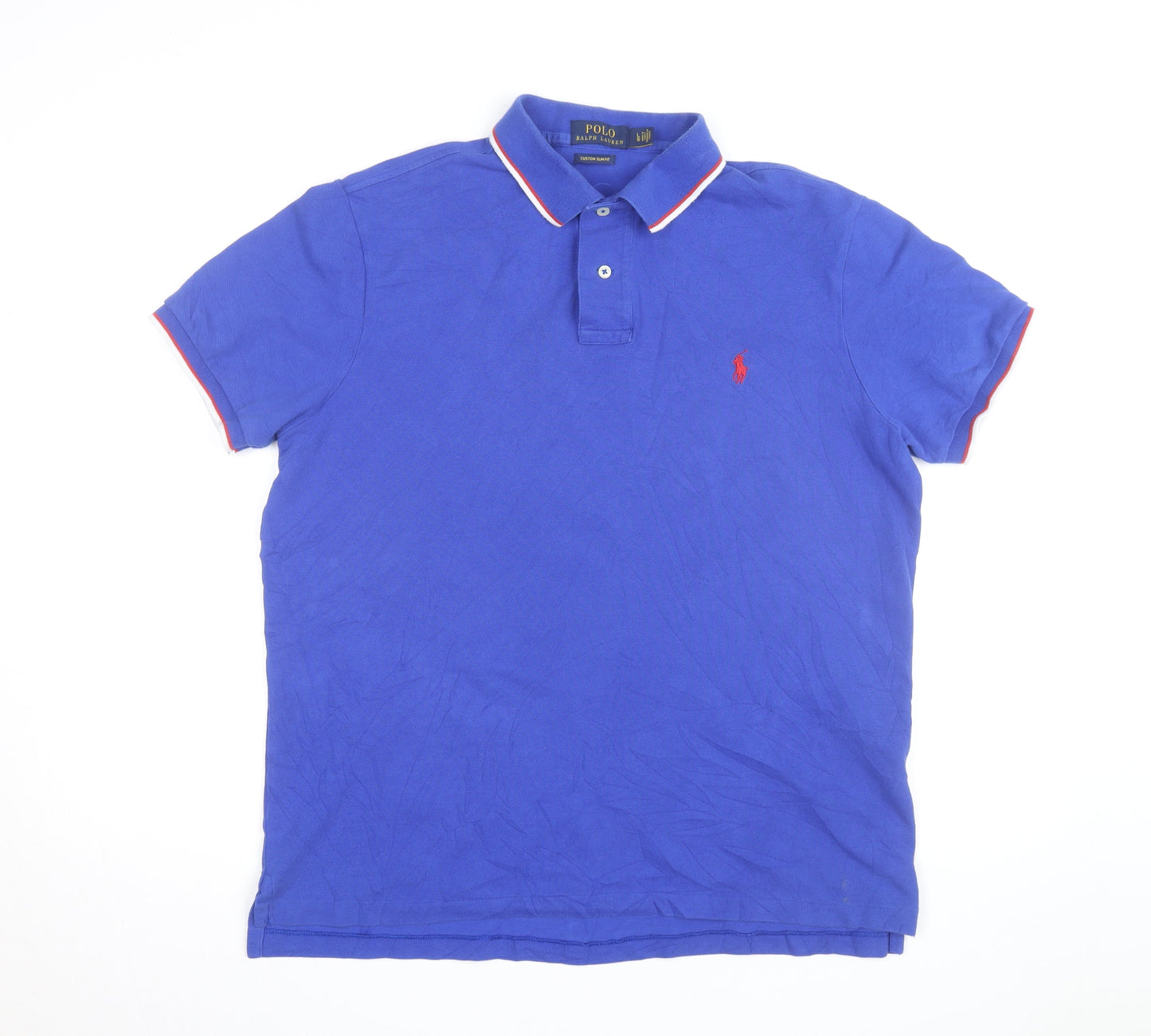Ralph Lauren Men's Blue Custom Slim Fit Polo Shirt Size L