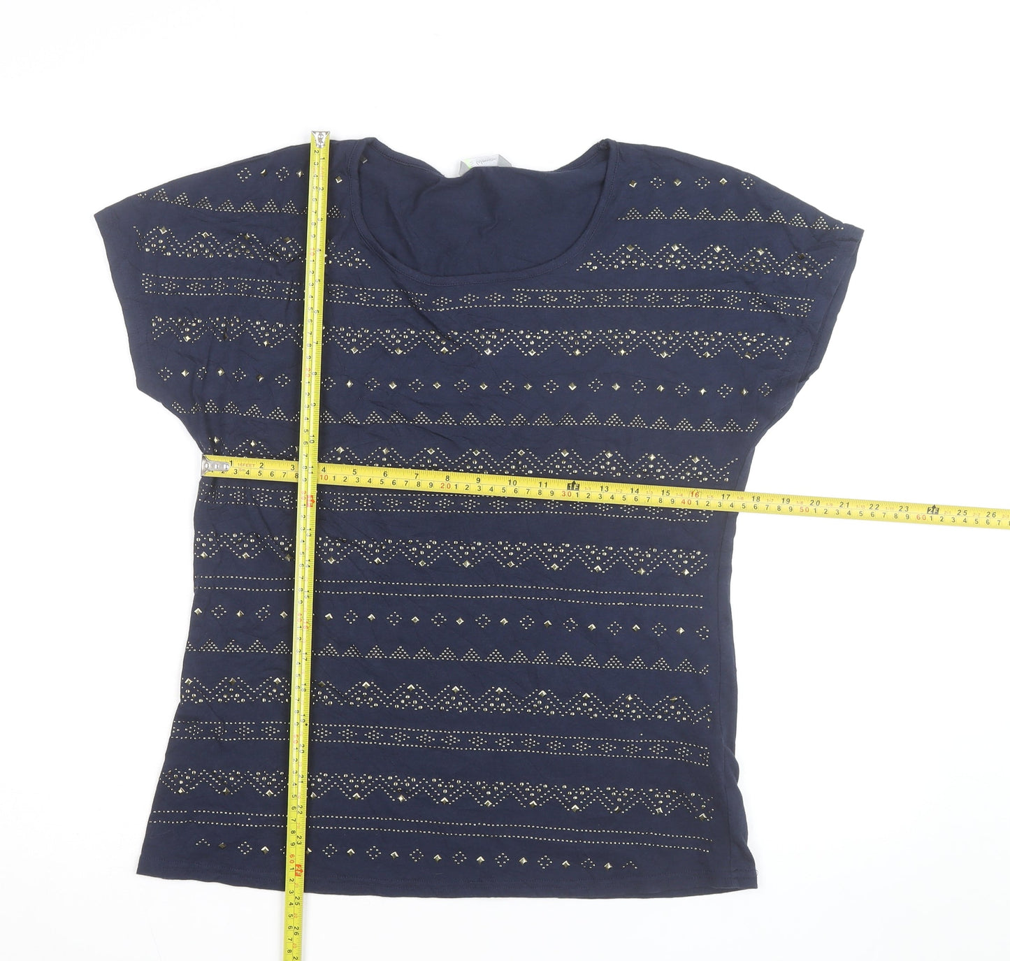Marks and Spencer Women’s Blue Studded Cotton T-Shirt Size 12