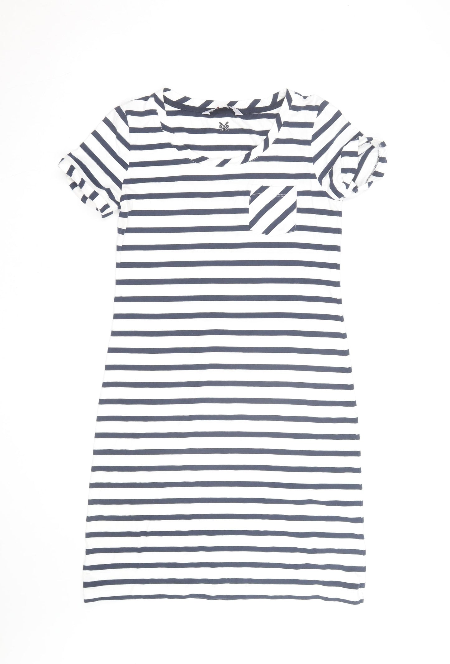 Crew Clothing Co. Women's Blue Striped T-Shirt Dress Size 10