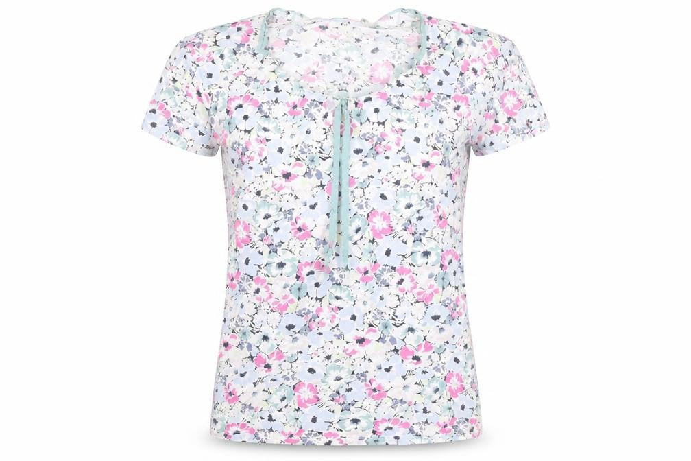 Front view of Vackrat Women's Multicoloured Floral Cotton Scoop Neck T-Shirt M